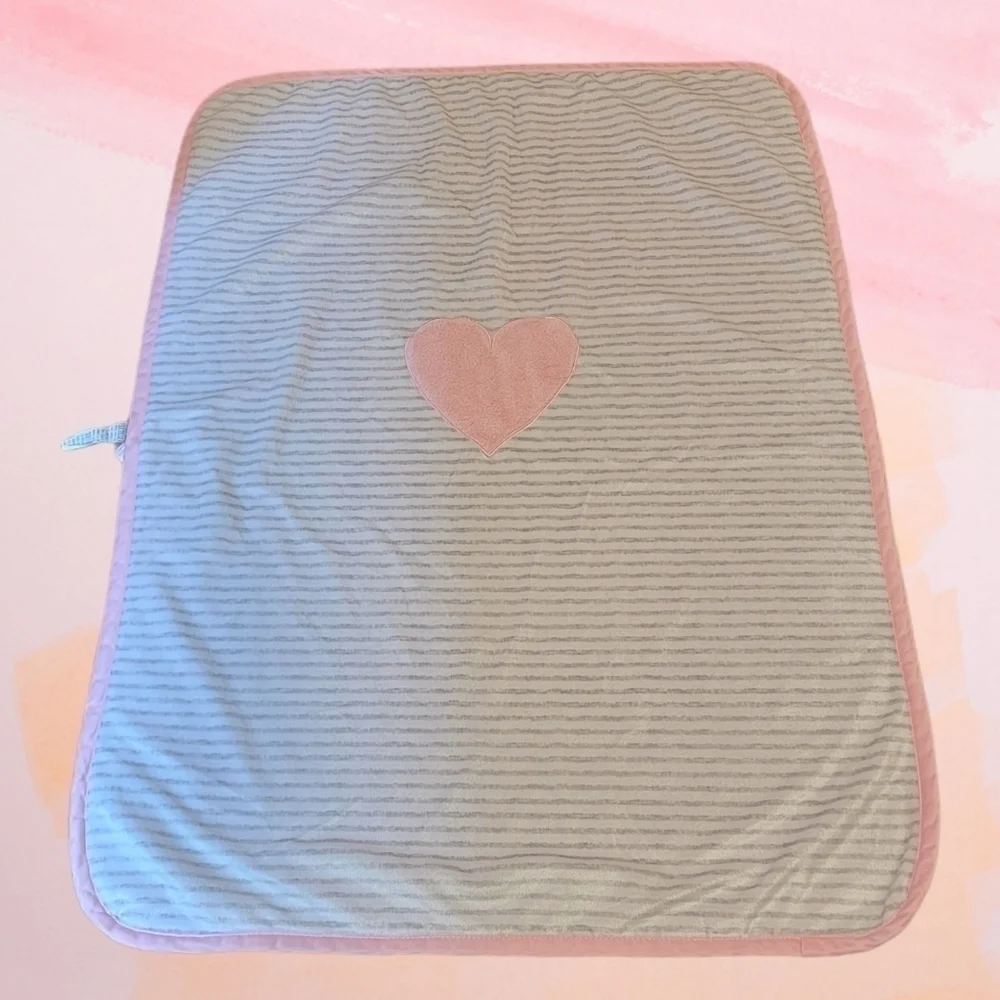 Baby Blanket Plush Heart Pink Sherpa T17 Just Born